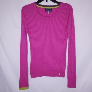 Joules Sweater Womens 4 Pink Cable Knit Wool Blend